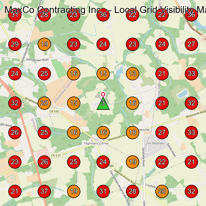 MaxCo Contracting Inc. GeoGrid visibility map for General Contractor in None